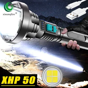 Novi XHP50 Fitilj Jaka Svjetlost Fenjera USB Punjiva Taktički Lovački Svjetiljku Ugrađena Baterija Led Svjetiljka