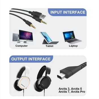 OFC Zamjena RGB PC USB, 3,5 mm, Mikrofon Audio Kabel Razdjelnik Kabel Za SteelSeries Arctis 3 5 7 Pro Žičani Bežični Gaming Slušalice