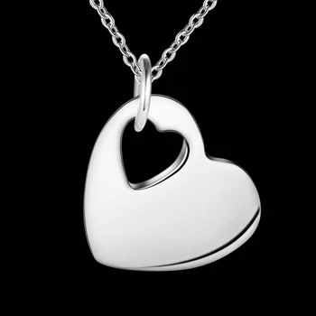 P148 Dionice Lijepa moda Elegantna srebrna boja šarm srce ljubav gladak privjesak lijepa Ogrlica nakit ,