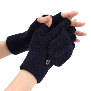Pleteni Flip-Rukavice Bez Prstiju, Zimske Tople Fleksibilne Rukavice za Zaslon osjetljiv na Dodir za Muškarce i Žene, Unisex, Otvorene Rukavice za Ruke, Rukavice
