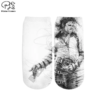 PLstar Cosmos Izravna dostava Michael Jackson 3D Tiskanih Žena/muškaraca/dječaka/djevojčice Harajuku Šarene svakodnevne kratke čarape do gležnja Stil-2
