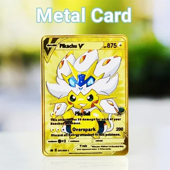 Pokemon Metalna Karta Metalni Pokemon Slova Vmax Pikachu Charizard Mewtwo Pokimon Zlatne Kartice Anime Trenutno Željeza Pismo Dječje Igračke