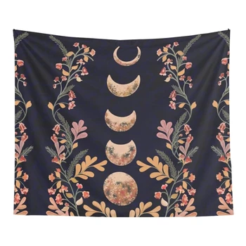 Psihodelični tapiserija lunarni cvijeta, ukras za dom, spavaće sobe, pozadina tkanine, umjetnička zidni rotirajući tkanina, možete postaviti 95*73 cm