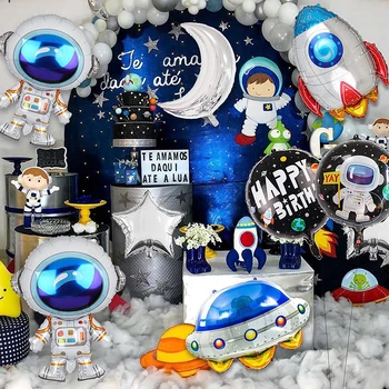 Raketa Folija Baloni Crtani Film Svemirski Kozmonaut Balon Dječje Igračke Svemir Planet Tema Rođendan Dječji Tuš Ukras