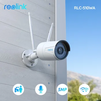 Reolink 5MP Kamera Wi-Fi za otkrivanje osoba/auto 2,4 G / 5 Ghz Noćni vid Onvif utor za SD karticu od 256 GB Vodootporna Kamera za Pametne kuće RLC-510WA