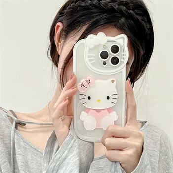 Sanrio Hello Kitty s Ogledalom Za Šminkanje Torbicu Za iPhone 11 12 13 Pro Max Mini X Xs Xr 7 8 Plus Poklon Djevojci šok-dokaz Torbica