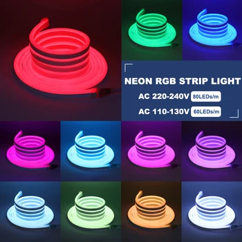 Smart WIFI Затемняемая LED Neon Traka RGB 5050 Led Traka 110 220 IP67 Neonska Svjetla Traka Tuya PROGRAM Radi sa Alexa Google Home