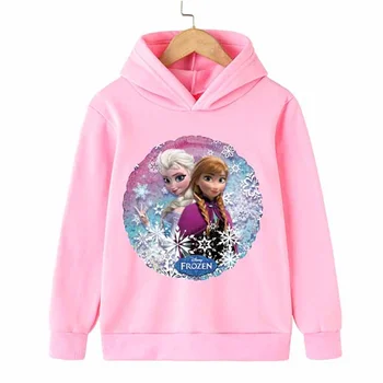 Smrznuto Anna Elsa Princeza Anime Hoodies Crtani Djevojčice Dugi Rukav Pamuk Print Majica Dječja Odjeća Dječja Ulica Odijevanje