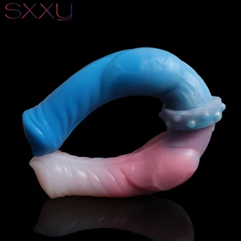 SXXY Dual Poni Dildo za Lezbijke Ženska Vagina Masturbator Dual Penetrator Analni Čep Фантазийный Životinjski Penis Intimni Seks Igračke