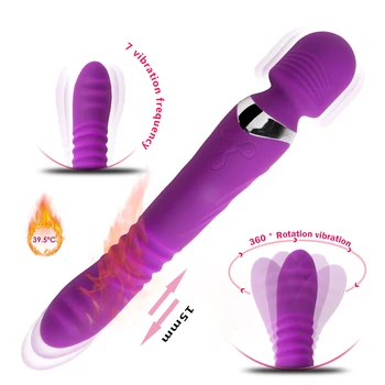 Teleskopski vibrator s grijaći štap, dvostruki motor, rotirajući vibrator za G-točke, vagina, maser za klitoris, ženski masturbator, ženski seks-igračku