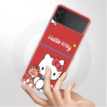 Torbica Hello Kitty Kuromi Za Samsung Galaxy Z Flip 3 4 5G Transparentno Tvrda Torbica Za Mobilni Telefon ZFlip 3 KOM. Luksuzno Sjedalo