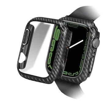Torbica za sat s uzorkom od karbonskih vlakana za Apple Watch Series 7 41 mm 45 mm Torbica za PC-Zaštitni poklopac Ekrana za iWatch 7 Zaštitna Ljuska