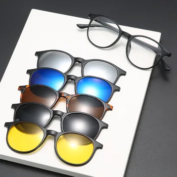 VCKA Magnet Isječak Sunčane Naočale Polarizirane Naočale Na Recept Muškarci Žene Okrugli Okvira Anti Blue Ray računala Naočale za Noćni Vid