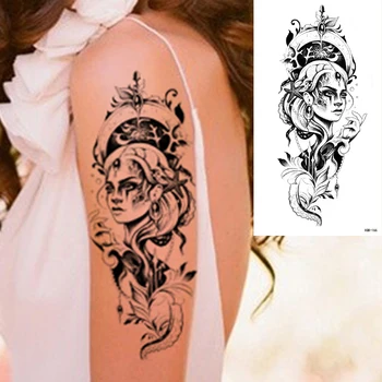 Vodootporne Privremena Tetovaža Naljepnica Plava Ruža Jednorog Flash Tetovaže Cvijeće Ruža Mjesec Jelen Body Art Ruka Lažni Rukav Tetovaža Žene