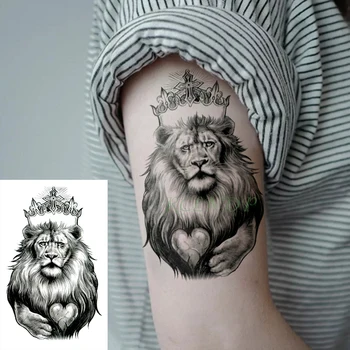 Vodootporno Privremeni Tattoo Naljepnice kralj lav crown srce Lažne Tetovaže Flash Tetovaža Body Art tattoo za Djevojčice Žene Muškarce djecu