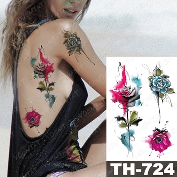 Vodootporno Privremeni Tattoo Naljepnice Ruža Je Cvijet Ljiljana List Boju Flash Tetovaže Ženska Ruka Kana Bedra Body Art Lažne Tetovaže Muški