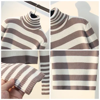 Xisteps 2020 Novu Jesensko-Zimskom Kratke Pletene Pulover s Kornjače Za Žene, Trendi Tanki Džemper U Traku S Dugim Rukavima, Bluza, Košulja