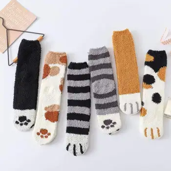 Zimske Mačji Kandže Slatka Debele Tople Čarape Za Spavanje Pliš Coral Дропшиппинг Na Veliko