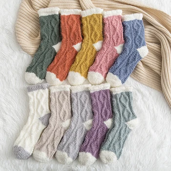 Ženske Zimske Tople Krznene Čarape, Slatka Mekana Elastična Coral Baršun Čarape, Oprema Za Dom, Prozračna Čarape-Papuče