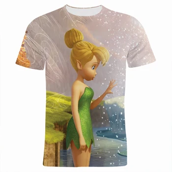 Кавайные majice sa 3D Ispis, Dječje Majica Disney Tinker Bell, Ljetna Moda Majica s likovima iz Crtića i Anime Za Dječake i Djevojčice, Majica okruglog izreza, Vrhovima